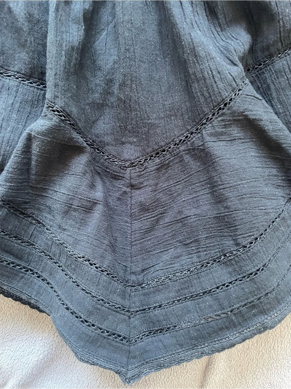 NWT Aerie Black Tiered Ruffle Skort Boho Cotton Mini Shorts Skirt Size Small